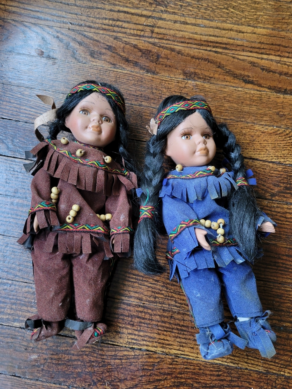 Vintage Goldenvale Collection Porcelain Indian Native American Dolls 8.5in